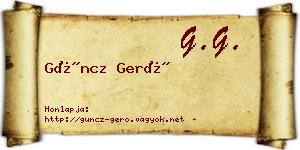 Güncz Gerő névjegykártya